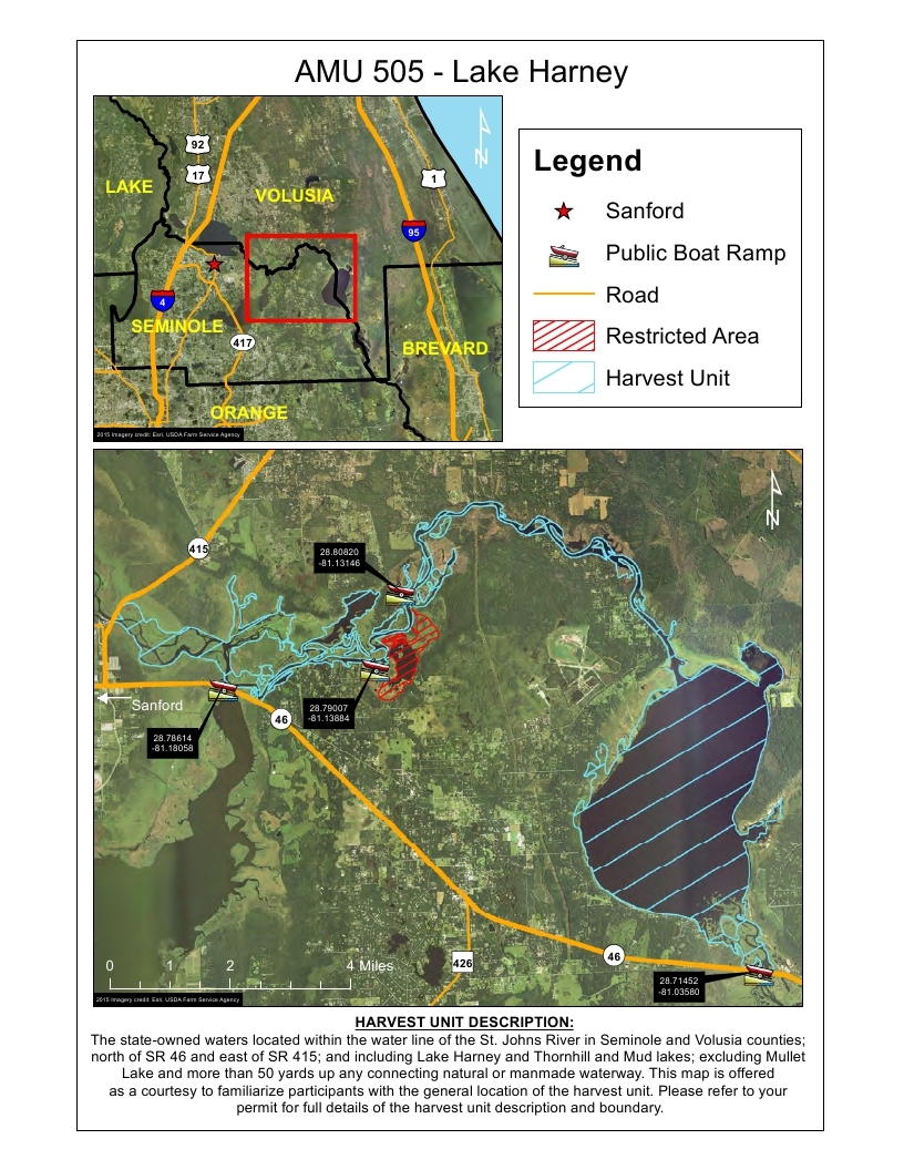 lake harney alligator harvest map